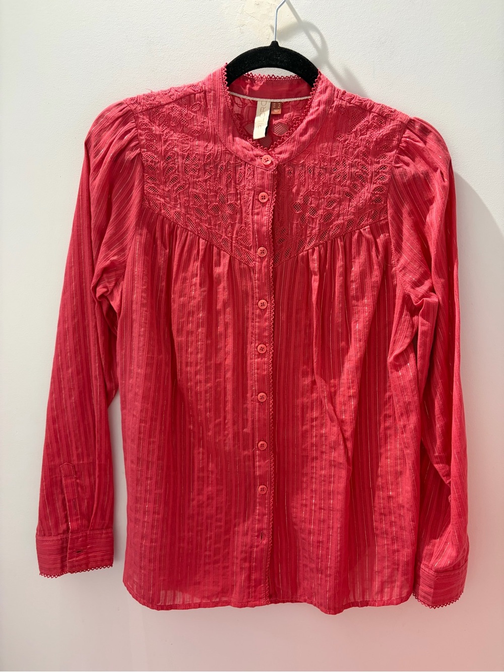 Anthropologie Pilcro The Victoria Lace Buttondown Blouse | Sz 6 - Picture 6 of 8